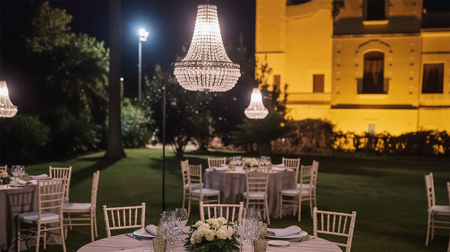 Lámparas Chandelier para Bodas y Eventos en Catalunya